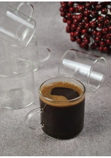 6 Lı Cam Türk Kahvesi Fincan Seti Mini Kupa Espresso Kahve Takımı