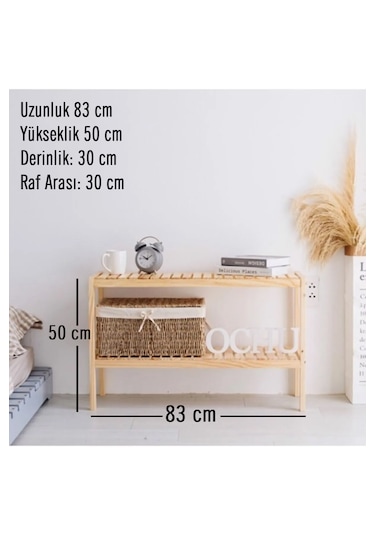 Çok Amaçlı Dekoratif Yan Sehpa Komidin Organizer Raf Ahşap Raf