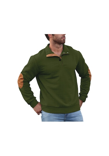 Yeni İlkbahar Ve Sonbahar Rahat Erkek Kadife Ceket Standı Yaka Uzun Kollu Ceket Açık Hava Rahat Kazak Yeşil