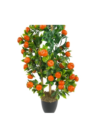 Yapay Ağaç Mandalina Ağacı 80Cm 3Boy Bambuda Akrilik Siyah Saksıl
