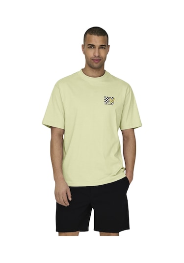 Only Erkek O Yaka T-shirt 22029523 Limon