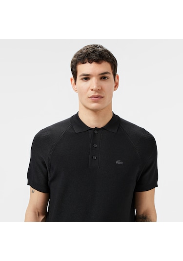 Lacoste Kısa Kollu Polo Yaka Regular Fit Erkek Triko Örme T-shirt Siyah