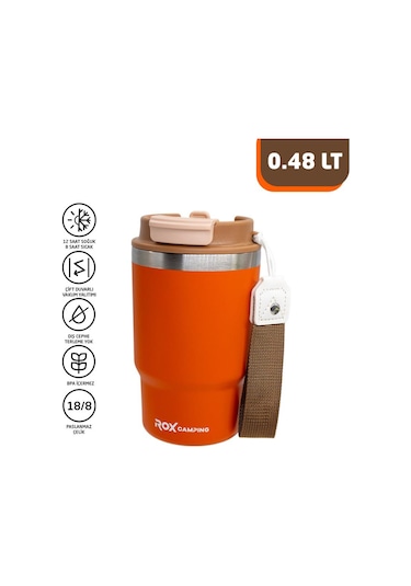 Rox Camping 0195 Pipetli Kahve Termosu 0.48 Lt - Turuncu Turuncu