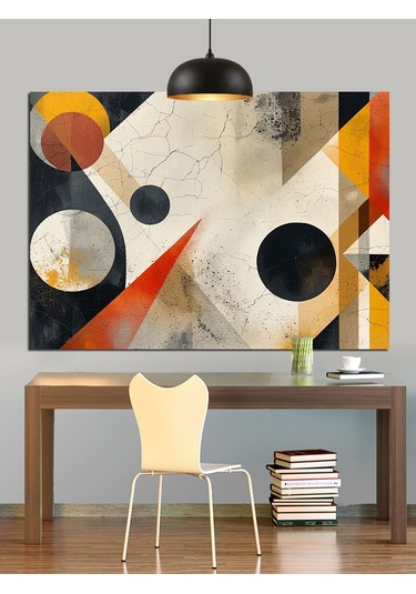 Geometrik Desen Soyut Sanat Dekoratif Kanvas - Mdf Ahşap Tablo