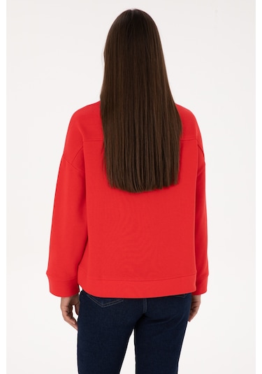 U.S. Polo Assn. Kadın Kırmızı Bisiklet Yaka Basic Sweatshırt 50313565-VR030
