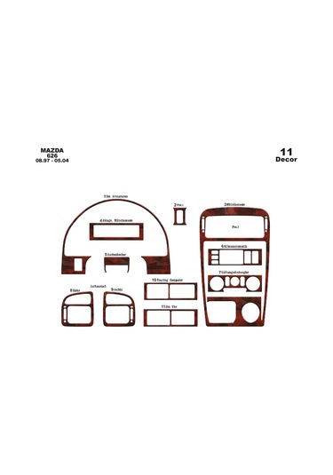 Mazda 626 Konsol-torpido Kaplama 1997-2004 11 Parça-maun Maun