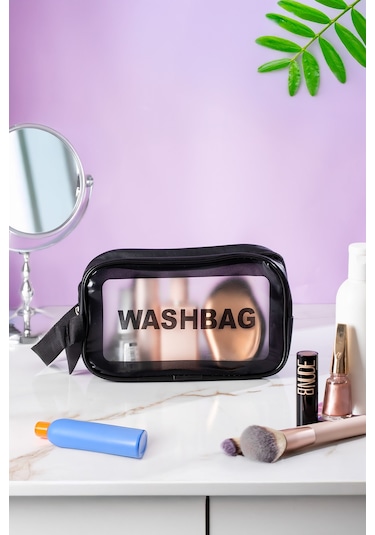 Porsima 3140 Şeffaf Seyahat Ve Makyaj Çantası Su Geçirmez Organizer Washbag 21x13cm
