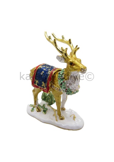 Swarovski Taşlı Çayırda Gezen Geyik - Gizli Hazneli Masaüstü Hedi