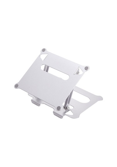 Pazly Alüminyum Ayarlanabilir Dizüstü Bilgisayar Standı, Taşınabilir Katlanır, Kaymaz Yük, 265x235x50mm, Gümüş/siyah