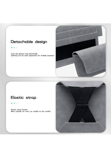 Seametal Araba Güneşlik Saklama Çantası Gözlük Kılıfı İle Lüks Süet Depolama Cep Düzenleyici Gri