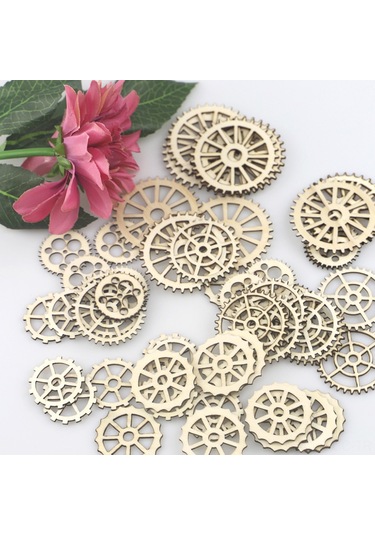 Ruicoo 50 Adet Plywood Çark Desenli Duvar Dekoru - Salon, Bar, Dükkan İçin Steampunk Stili Duvar Aksesuarı Ve Dıy Malzemesi