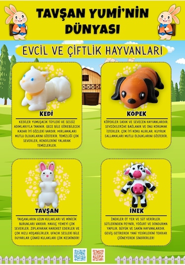 Tavşan Yumi Evcil Ve Çiftlik Hayvanları Koleksiyonu- 4 Parça 5-7 Cm Hareketli Oyuncaklar Ve Bilgilendirici Kartlar "