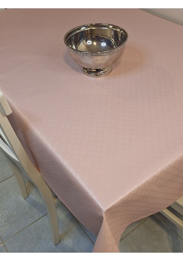 Elyaflı Pvc Muşamba - Desenli Silinebilir Masa Örtüsü Krem Pembe