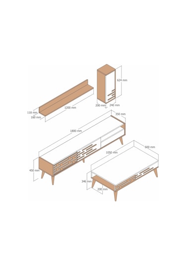 Variant Valensiya Tv Ünitesi Ve Orta Sehpa Takımı - Ceviz / Antrasit