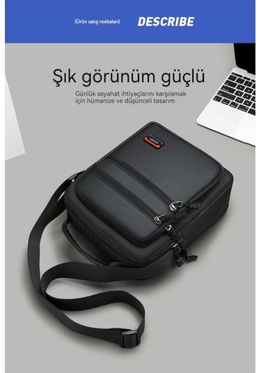 Erkekler İçin Şık Ve Fonksiyonel Tek Omuzlu Çanta Büyük Kapasiteli, Dikey Tasarım, İş Ve Günlük Kullanım İçin Pratik Crossbody Çanta Siyah