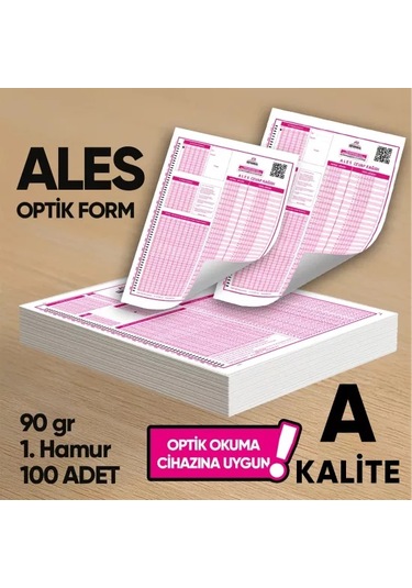 ALES Akademik Değerlendirme Optik Formu (100 Adet - 90 gr - Optik Okuma Cihazlarıyla Uyumlu)