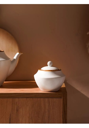 Sl Home Şekerlik Kapaklı Beyaz Porselen 300 Ml 201385708 Beyaz