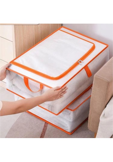 Homyl Yatak Saklama Çantası Toz Geçirmez Pp Dayanıklı Yorgan Turuncu