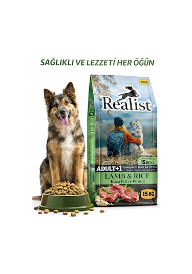 Realist Kuzu Etli ve Pirinçli Yetişkin Köpek Maması 15 KG