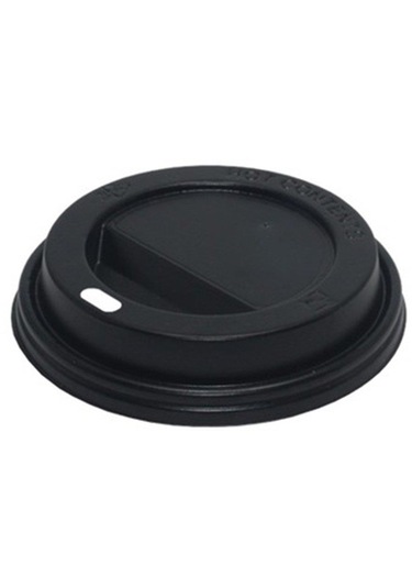 Sıcak Karton Kağıt Çay Kahve Bardak Kapağı - Emzikli Kapak - 12 Oz - Siyah - 100 Adetlik Paket
