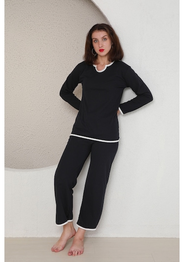 Fames Pijama Yazlik Penye Kadin Pijama Takim Lacivert