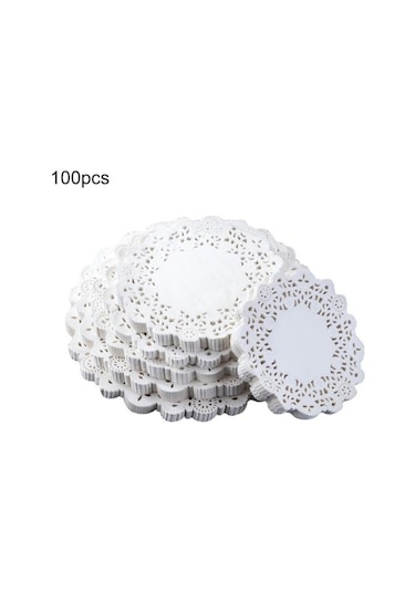 100 Adet Yuvarlak Kağıt Dantel Danteller Kek Placemat Parti Düğün Pişirme Dekorasyon 10.5inch Beyaz