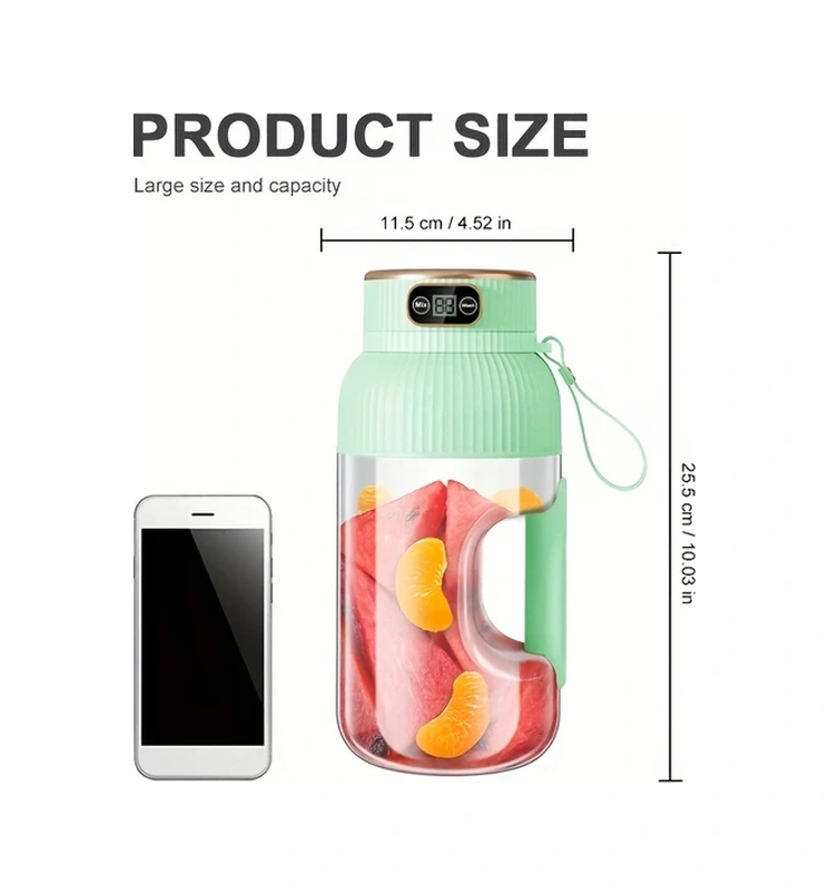 Elmpaly Yeşil Taşınabilir Şarjlı Mini Meyve Sıkacağı Smoothie Yapma Makinesi