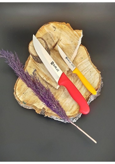 Sürmene Sürlaz Et Ekmek Sebze Meyve Bıçak Seti Kırmızı - Sarı