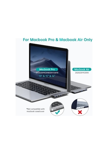 Choetech 7 In 1 Type C Çevirici Macbook Çoklayacı Adaptör Gri M23