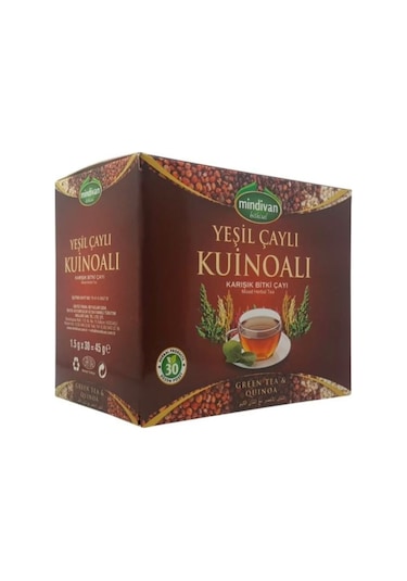 Mindivan Yeşil Çaylı Kinoalı Karışık Bitki Süzen Poşet Çay 30 x 1.5 G