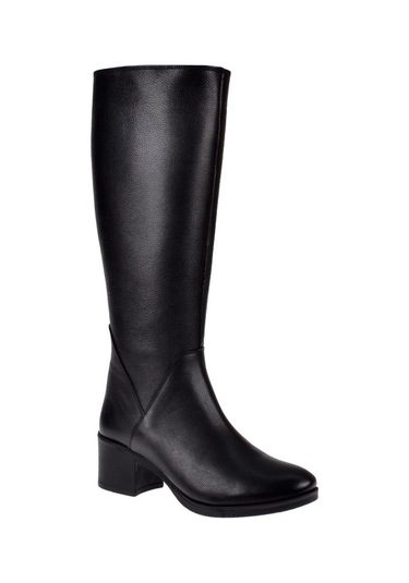 Pullman Hakiki Deri Alçak Topuk Kadın Çizme Sk-92900 Siyah-siyah Siyah