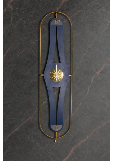 Parıltı Bablo Premium Duvar Saatleri Gold - Lacivert