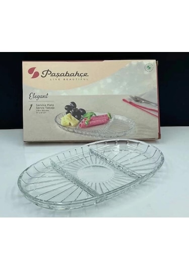 Paşabahçe 54903 Elegant Bölmeli Tabak 16x28cm Şeffaf