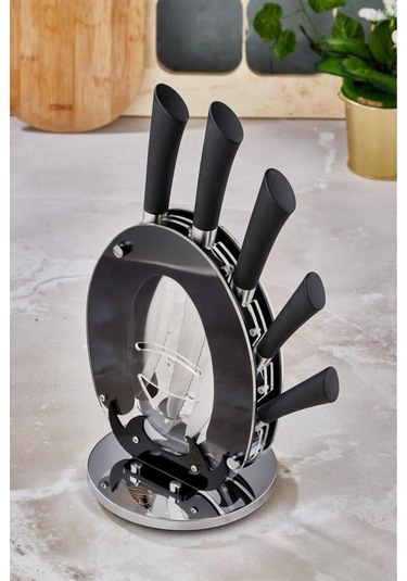 Cooker 6 Parça Mutfak Bıçak Seti Günlük Ve Profesyonel Kullanım Çeyiz Mutfak Siyah