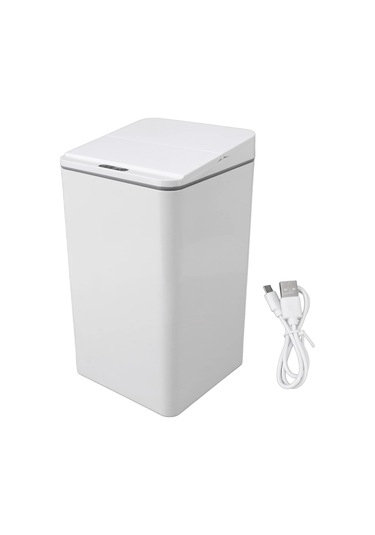 Qfdr Akıllı Çöp Kovası, Otomatik Açılır, İndüksiyona Duyarlı Beyaz