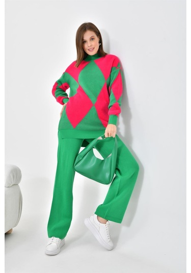 Ftz Women Kadın Baklava Desen Detaylı İkili Takım Benetton 20466-benetton Yeşil