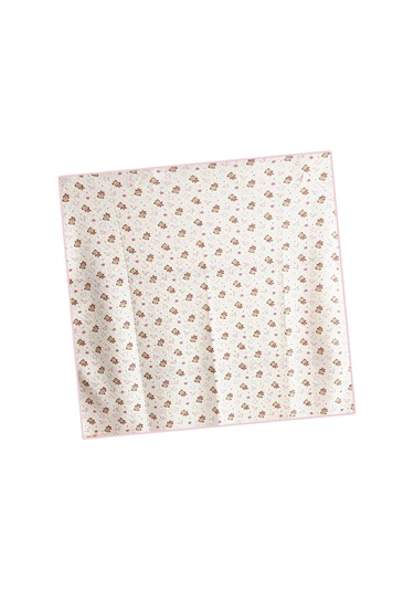 Ayıcık Desenli Penye Tek Kat Krem Pembe Bebek Battaniyesi Pembe