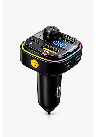 Araç İçi Bluetooth Fm Transmitter Usb-c Hızlı Şarj Çift Usb Led Ekran 12-24v 12w