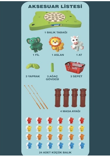 Hayvanat Bahçeli Mıknatıslı Kırmızı Balık Oyunu Müzikli Masalı Balık Yakalama Oyunu