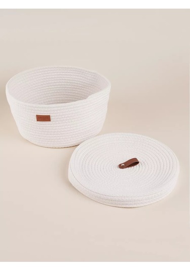 Sl Home Kapaklı Örgülü Depolama Sepeti 204507814 Beyaz