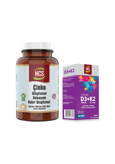 Ncs Çinko Selenyum Bakır 60 Tablet + Ncs Vitamin D3 K2 Damla