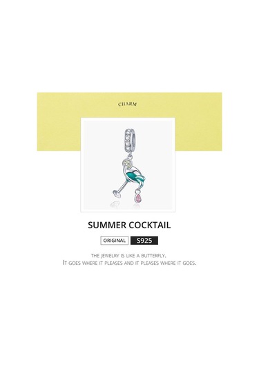 Wostu 925 Ayar Gümüş Pembe Cz Kokteyl Şarap Bardağı Dangle Charm Kolye Dıy Bilezik Takı Gümüş