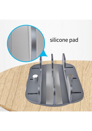 Z34a Büyük Boy Çift Yuvalı Dizüstü Bilgisayar Dikey Depolama Tabanı Ayarlanabilir Alüminyum Alaşımlı Dizüstü Masaüstü Standı - Gümüş