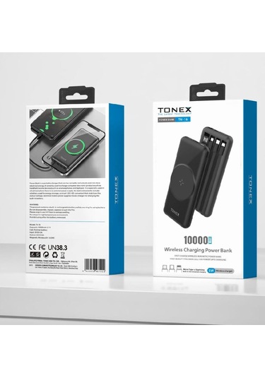 Tonex Tn-16 Magnetic Magsafe + Kablolu 10.000mah Wireless Şarj Özelikli Powerbank - Siyah Siyah