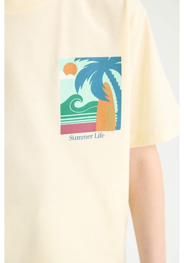 DeFacto Erkek Çocuk Bisiklet Yaka Baskılı Kısa Kollu Tişört E4162A825SMYL514