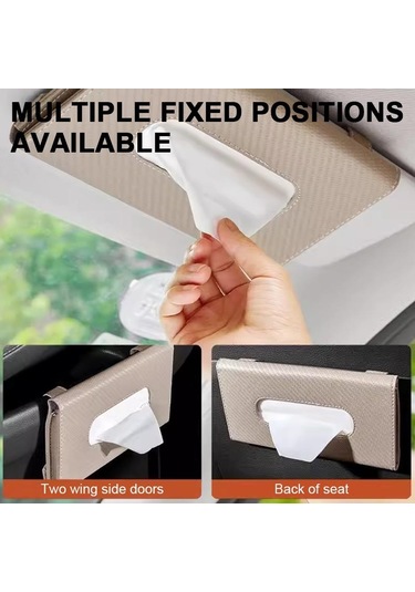 Seametal Araba Doku Kutusu Karbon Fiber Araba Güneşlik Asılı Tutucu Saklama Kutusu Siyah