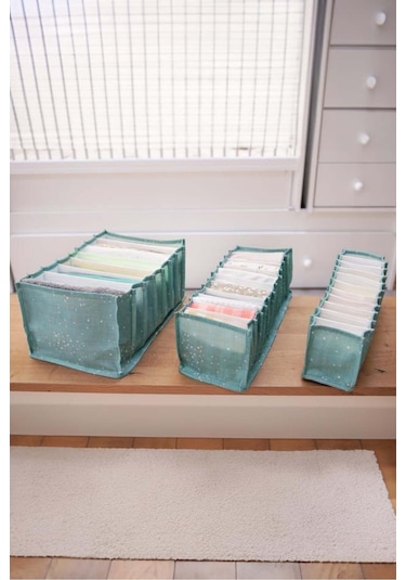 Baby Akordiyon Organizer Çekmece Düzenleyici Medium, Mavi, 15 X 43 X 14 Cm Desenli