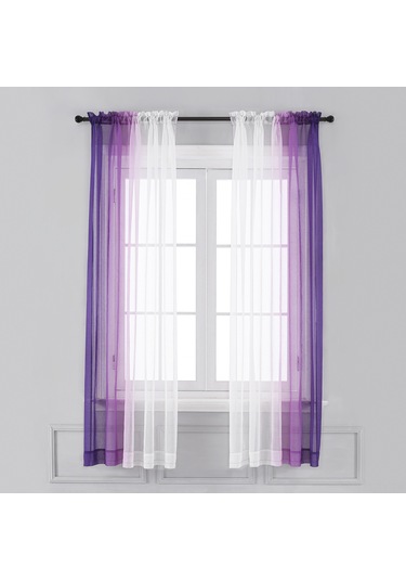 Teltree Lila Renkli Sol-sağ Degrade Dokuma Perde, 1.32m Genişlik X 1.6m Uzunluk, Işık Filtreleyici, 2 Adet