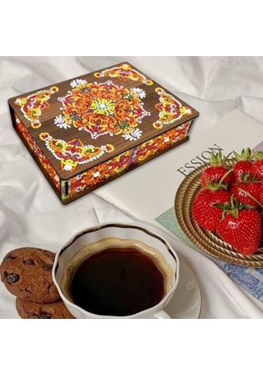 Novahub Dıy Elmas Boyama Saklama Kutusu Seti Köpüklü Toz Geçirmez Nakış Çapraz Dikiş Ahşap Kutu D