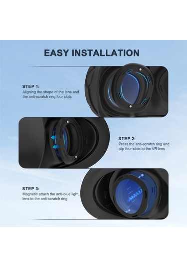 Startrc Oyunları 1 Çift Meta Quest 3 Anti-mavi Işık Çizilmez Lens Koruyucu Kapak Seti